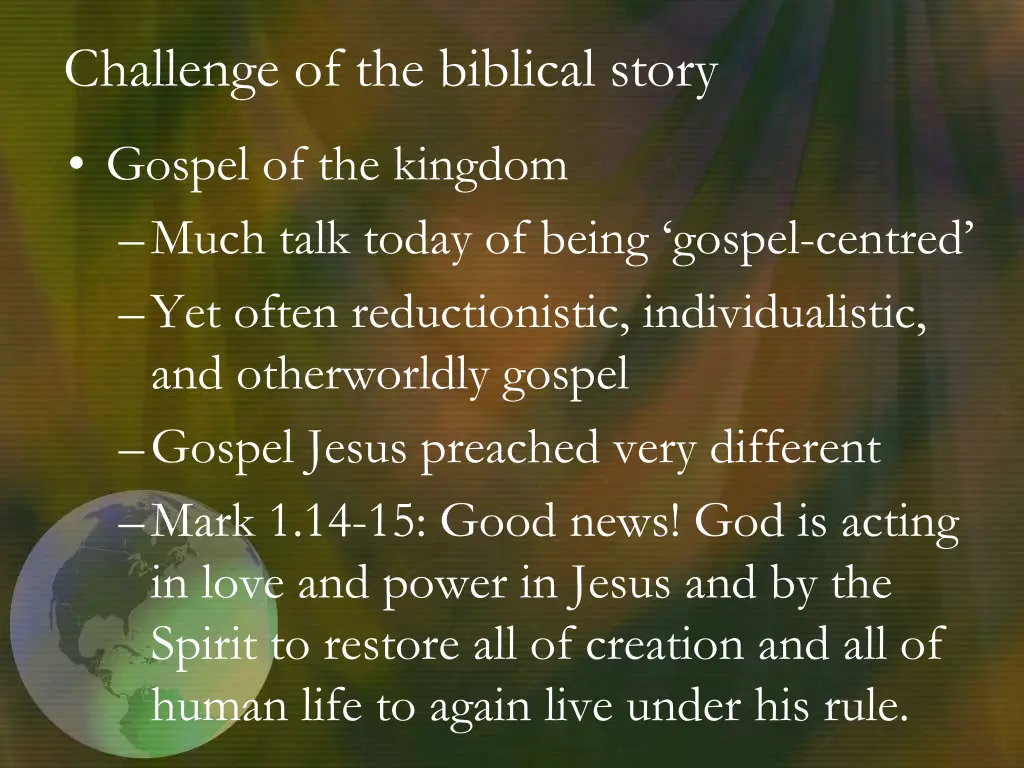 challenge of the biblical story