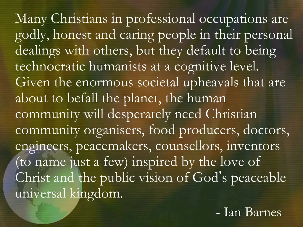 many christians in professional occupations