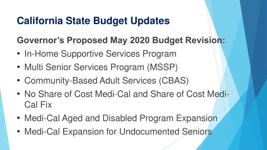 california state budget updates