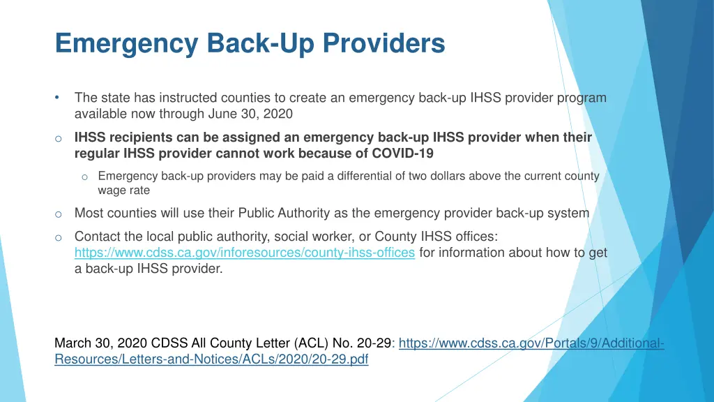 emergency back up providers