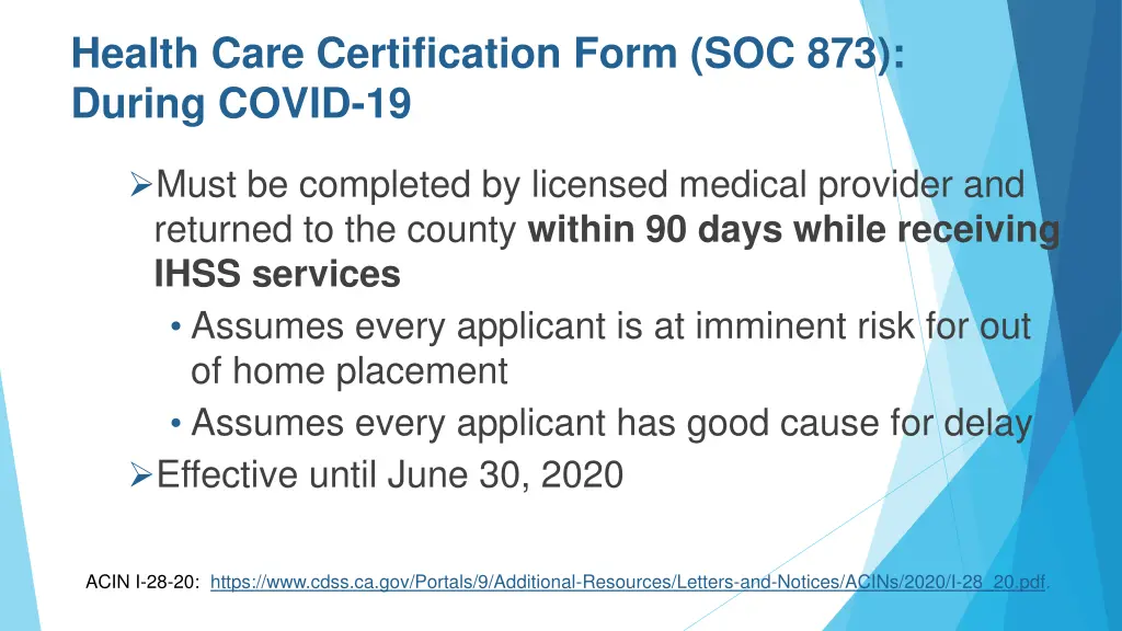 health care certification form soc 873 during