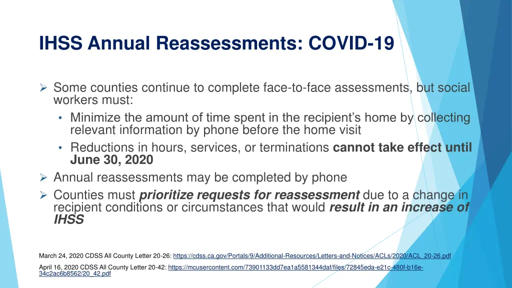 ihss annual reassessments covid 19