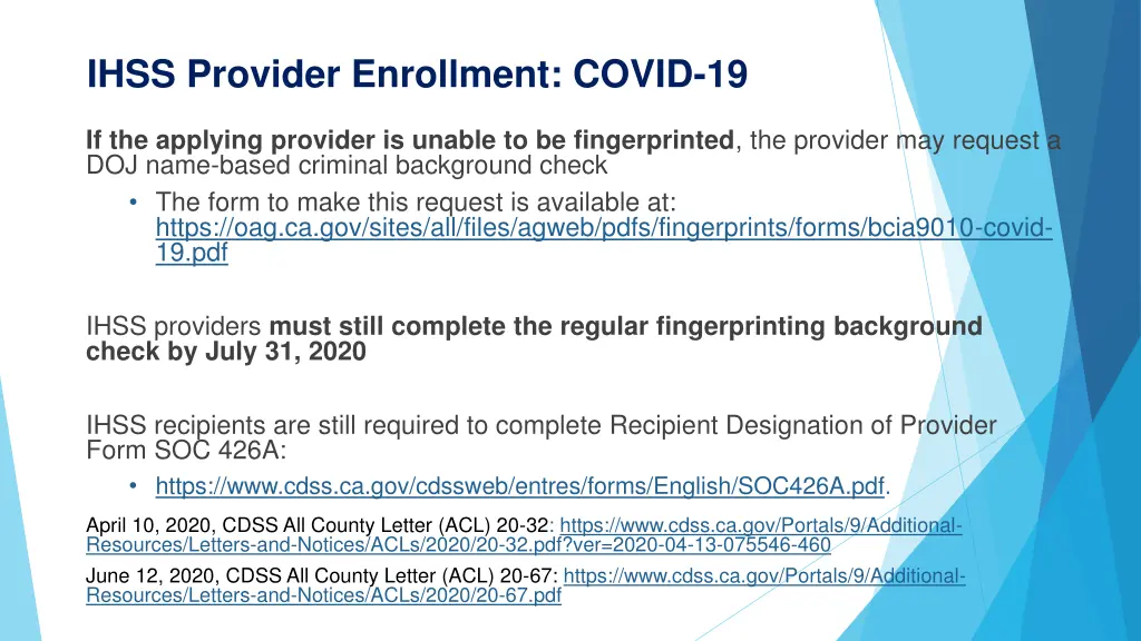 ihss provider enrollment covid 19 1