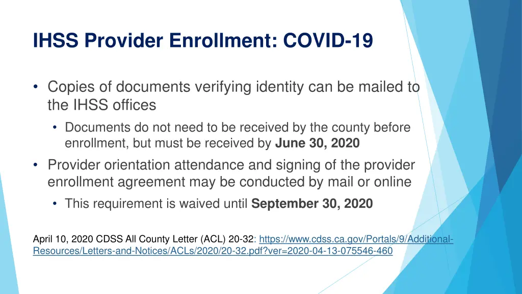 ihss provider enrollment covid 19