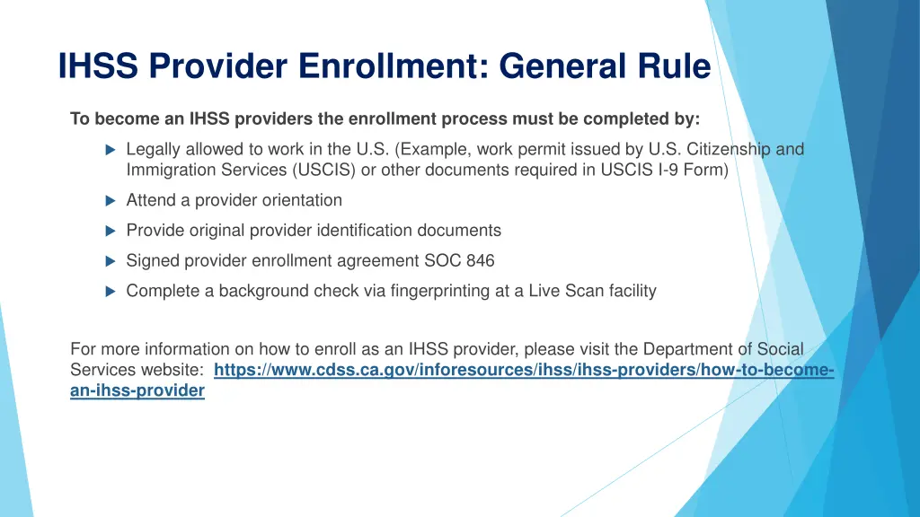 ihss provider enrollment general rule