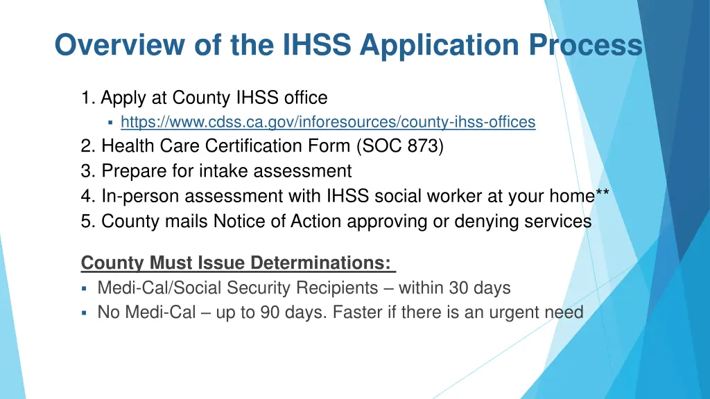 overview of the ihss application process