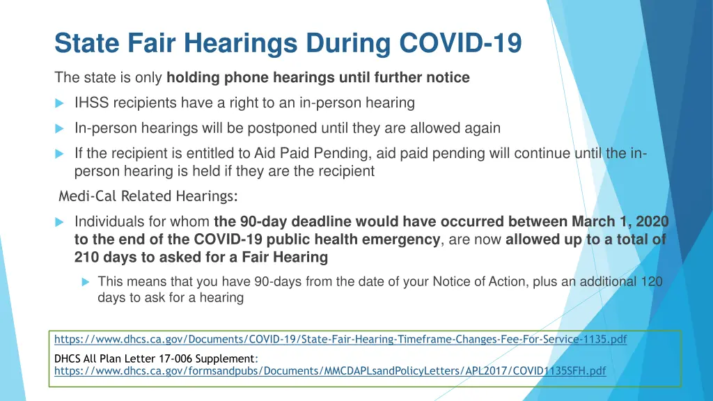 state fair hearings during covid 19