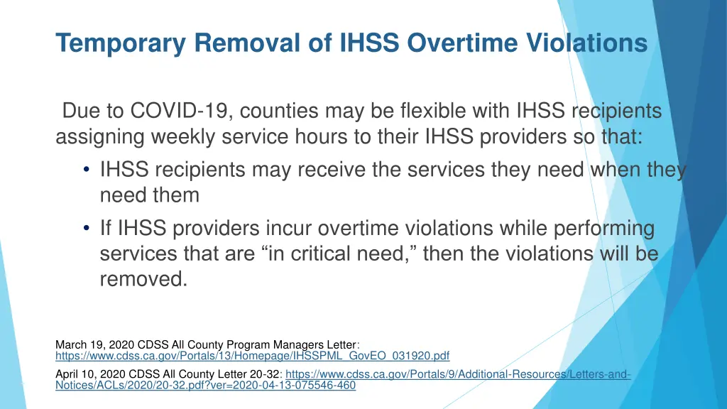 temporary removal of ihss overtime violations