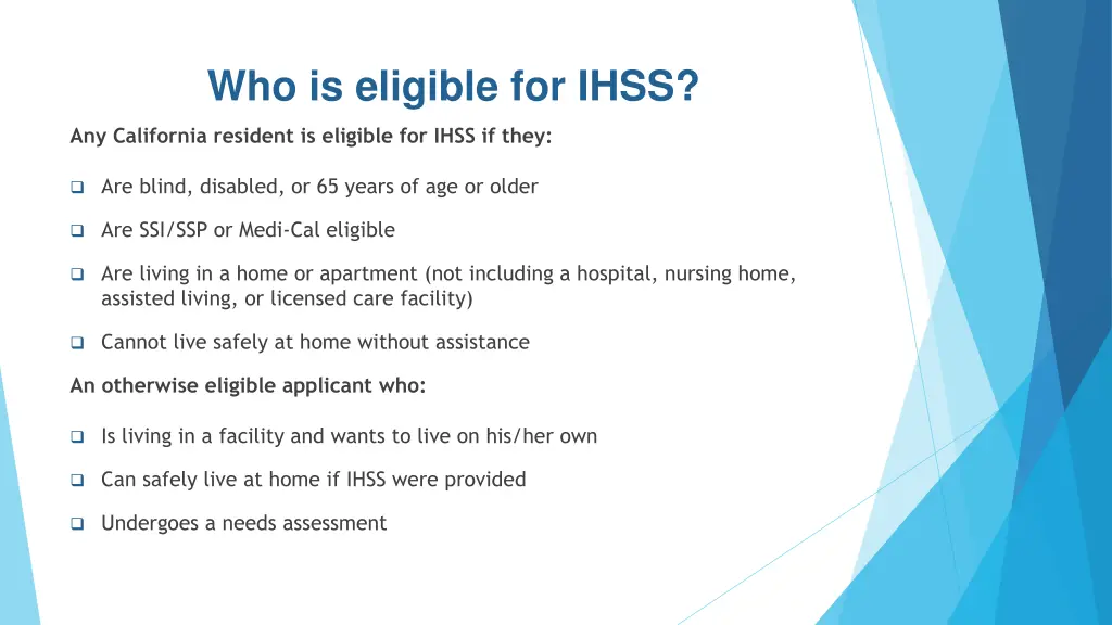 who is eligible for ihss