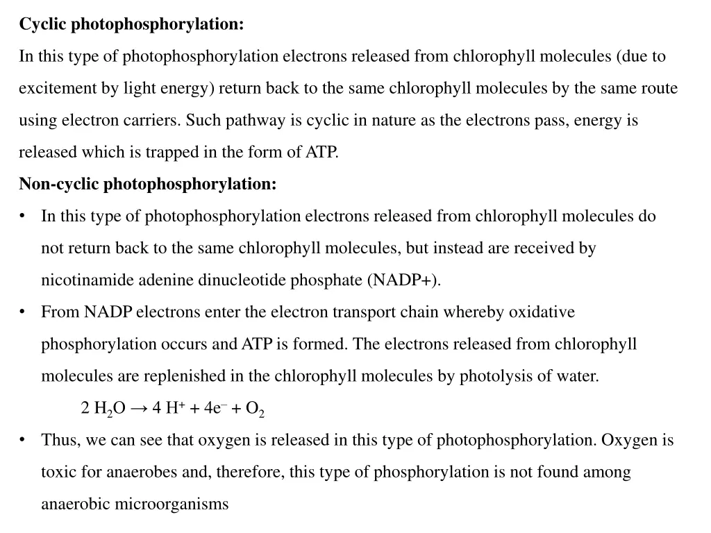 cyclic photophosphorylation