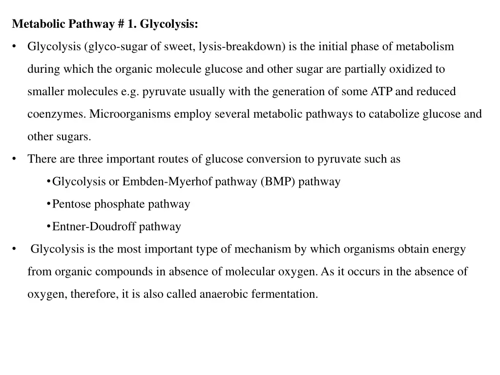 metabolic pathway 1 glycolysis