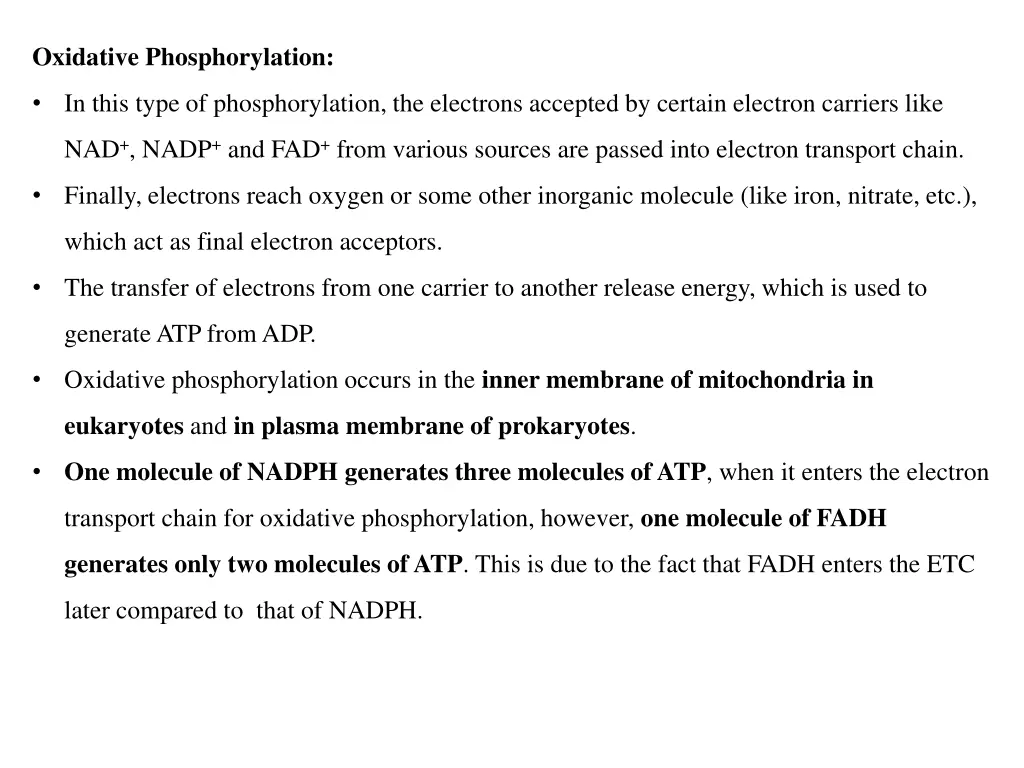 oxidative phosphorylation