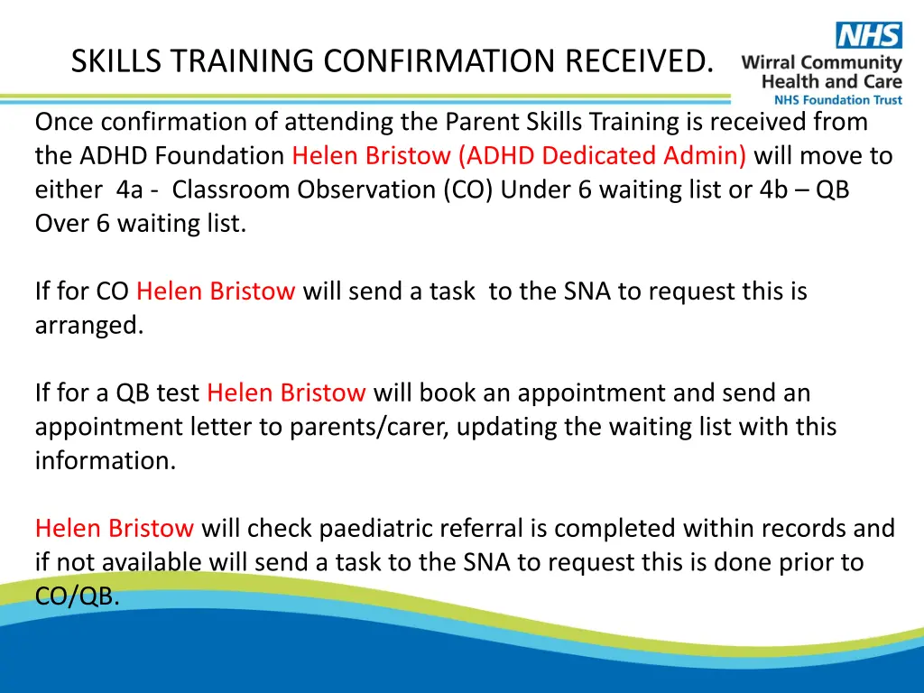 skills training confirmation received