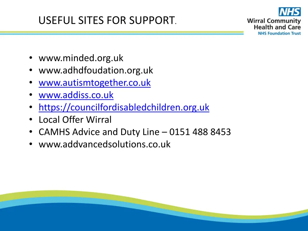 useful sites for support