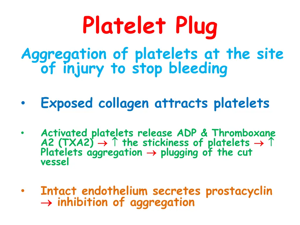 platelet plug aggregation of platelets