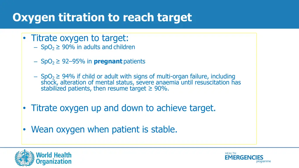 oxygen titration to reach target