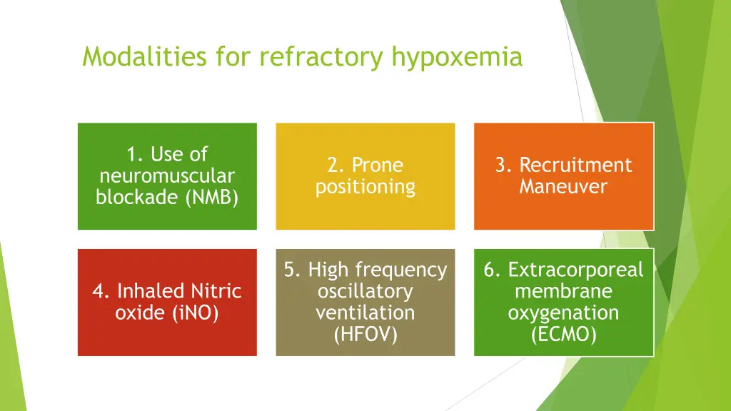 modalities for refractory hypoxemia