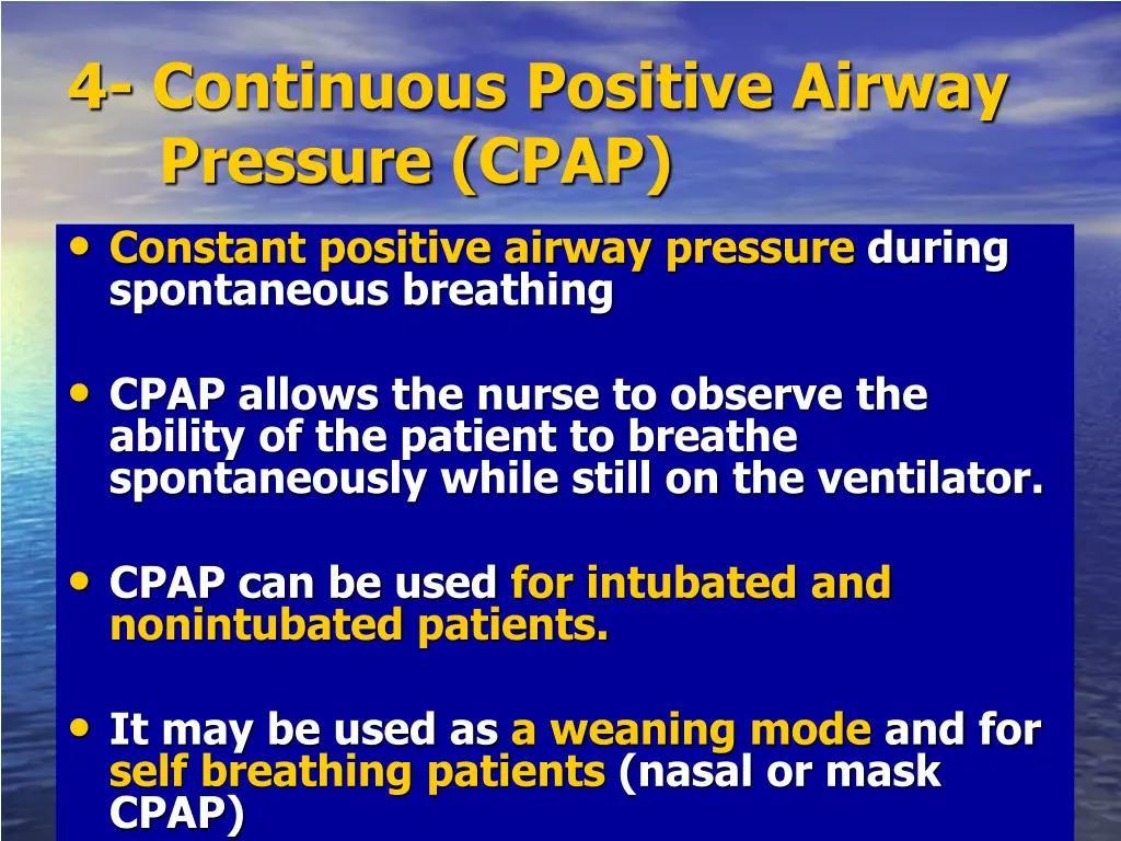 4 continuous positive airway pressure cpap