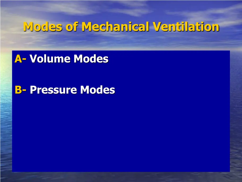 modes of mechanical ventilation