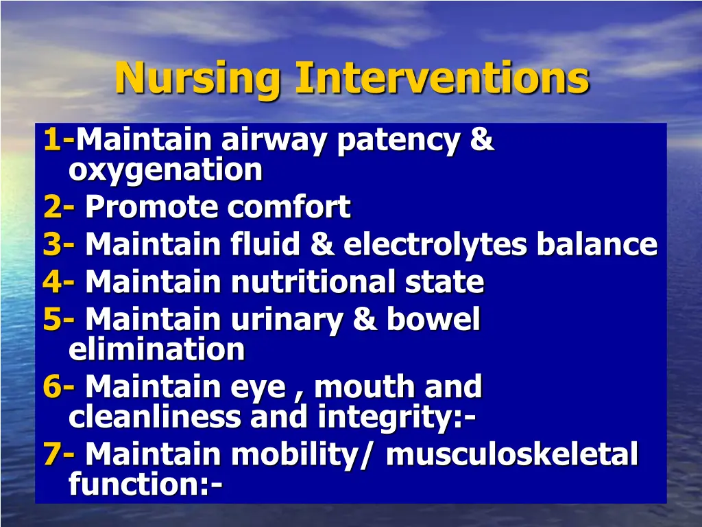 nursing interventions