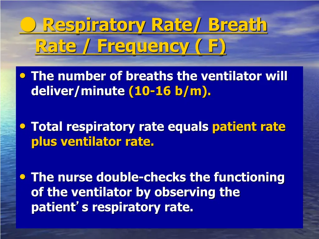 respiratory rate breath rate frequency f