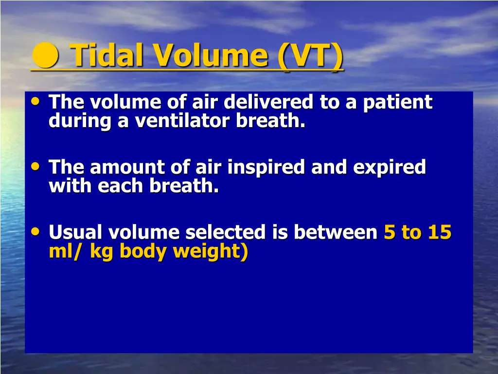 tidal volume vt