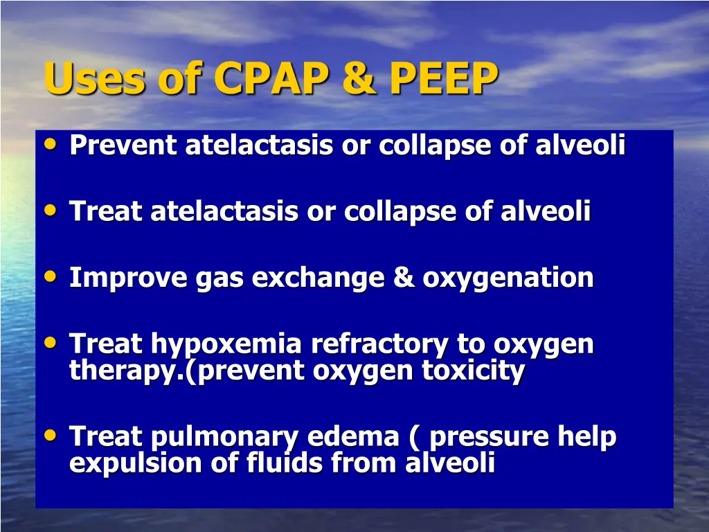 uses of cpap peep