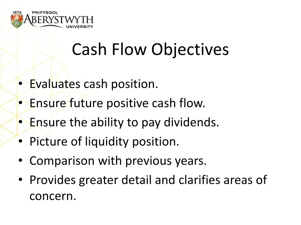 cash flow objectives