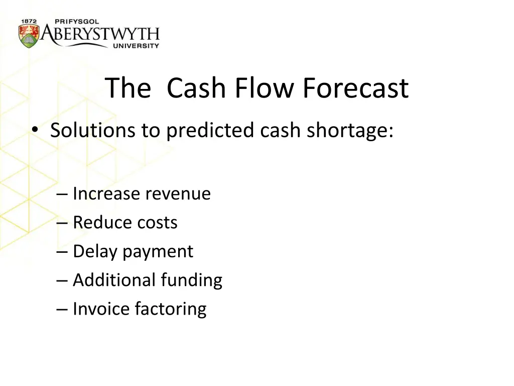 the cash flow forecast solutions to predicted