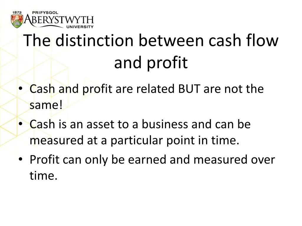 the distinction between cash flow and profit