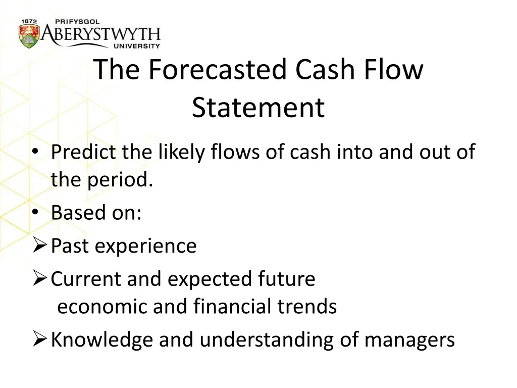 the forecasted cash flow statement