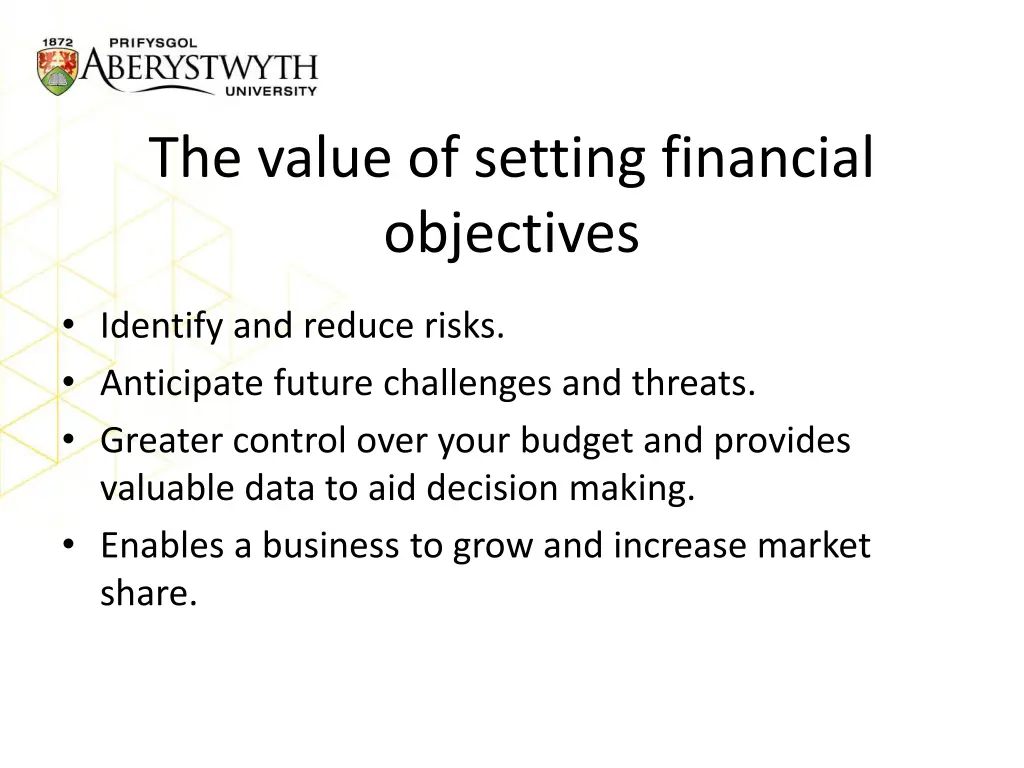 the value of setting financial objectives