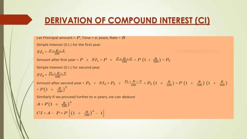 derivation of compound interest ci