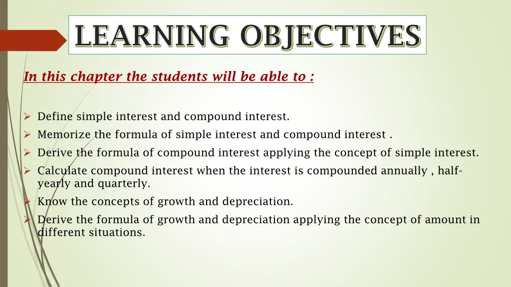 learning objectives