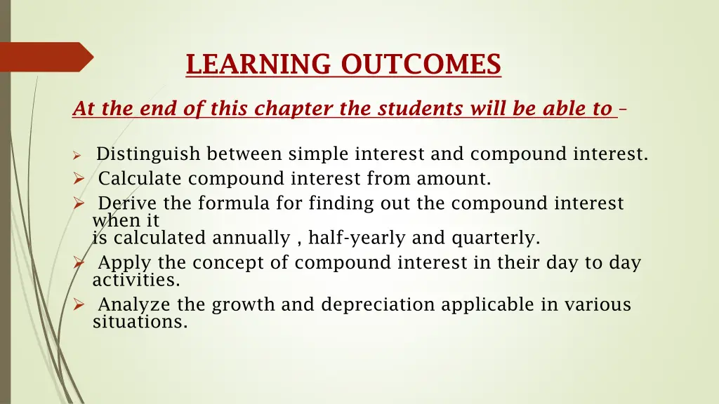 learning outcomes