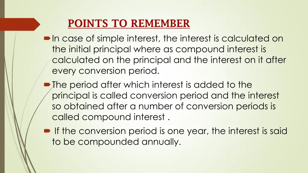 points to remember in case of simple interest