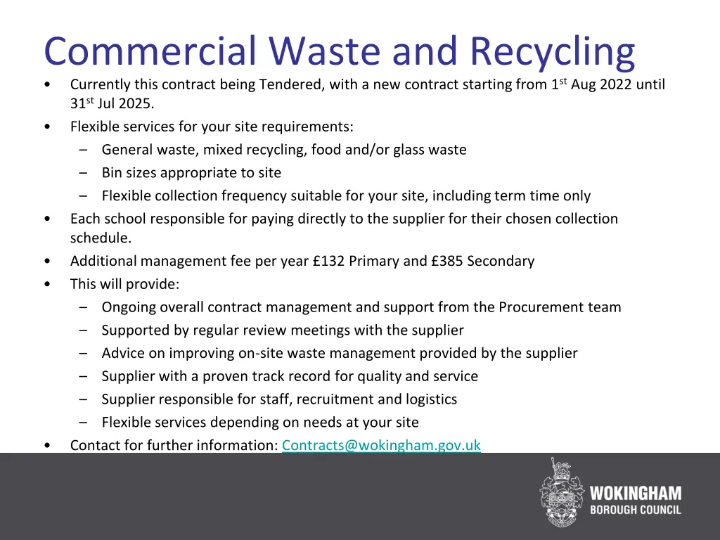 commercial waste and recycling currently this