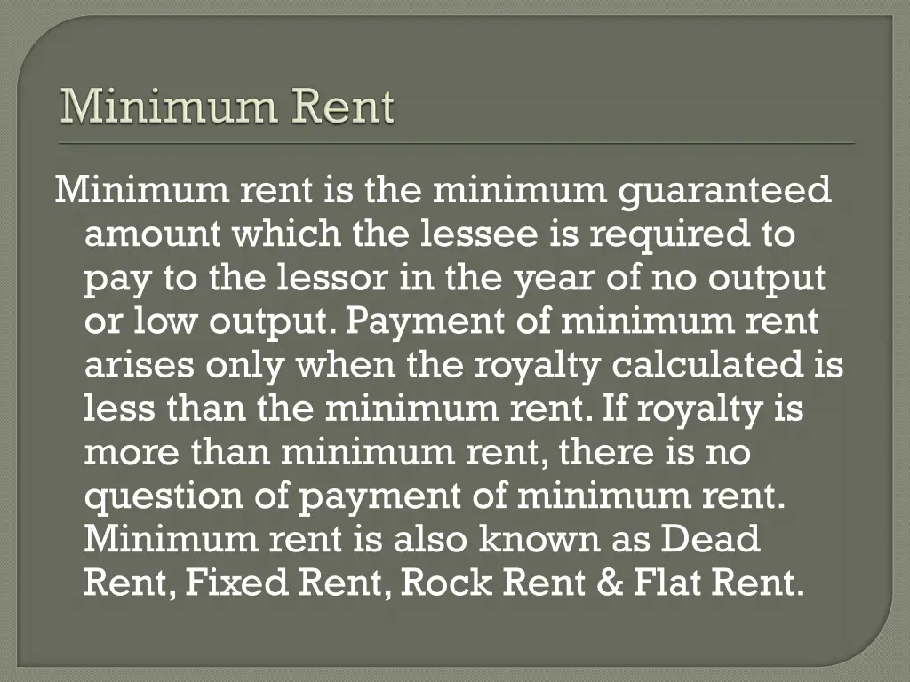 minimum rent is the minimum guaranteed amount