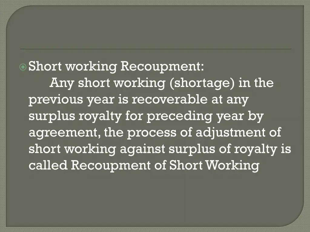 short working recoupment any short working