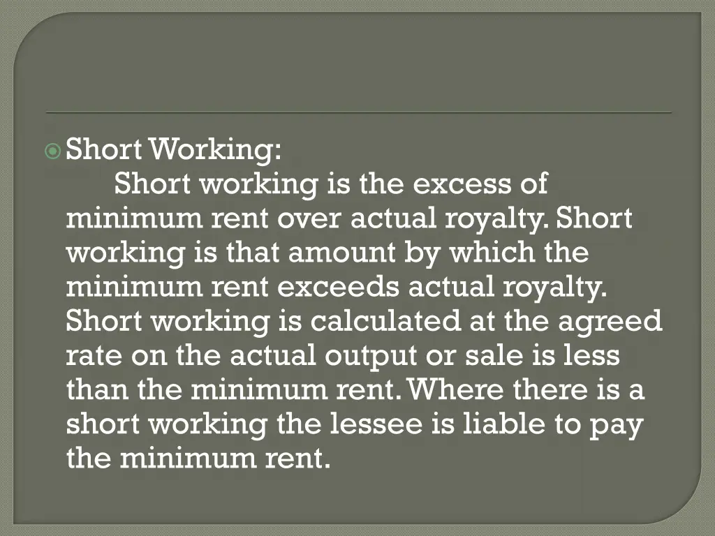 short working short working is the excess