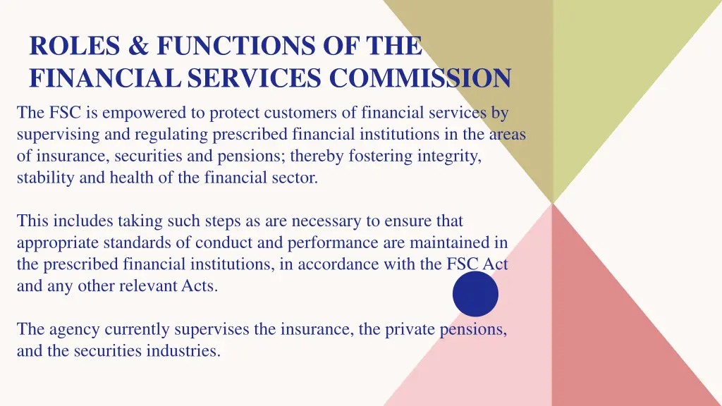 roles functions of the financial services