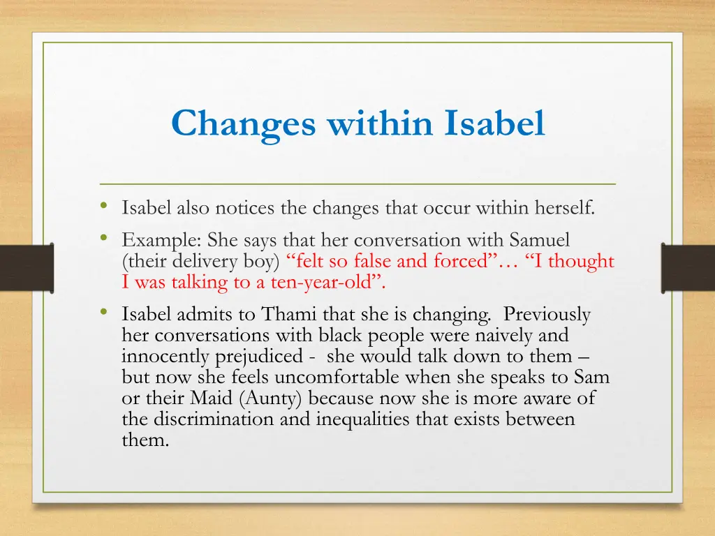 changes within isabel