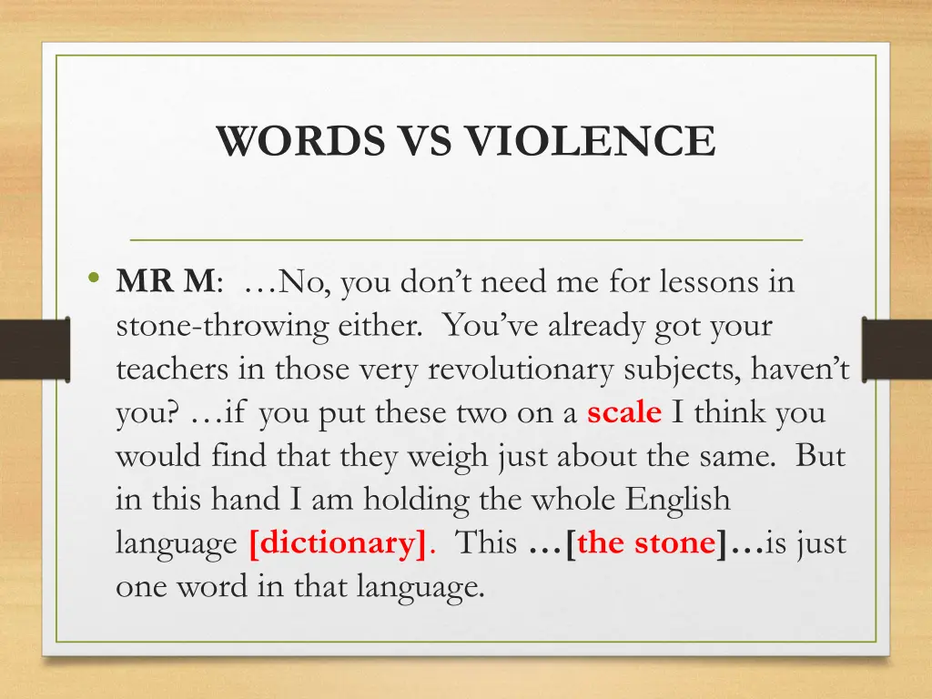 words vs violence