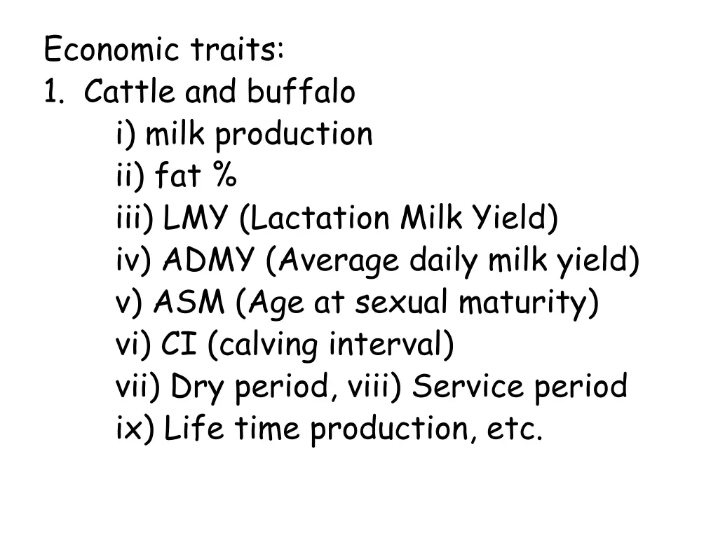 economic traits 1 cattle and buffalo i milk