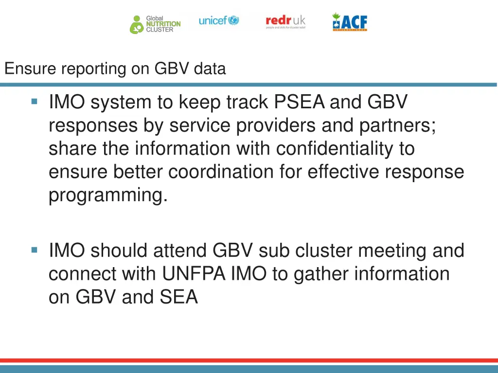 ensure reporting on gbv data