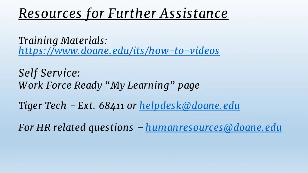 resources for further assistance