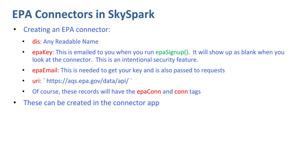 epa connectors in skyspark creating