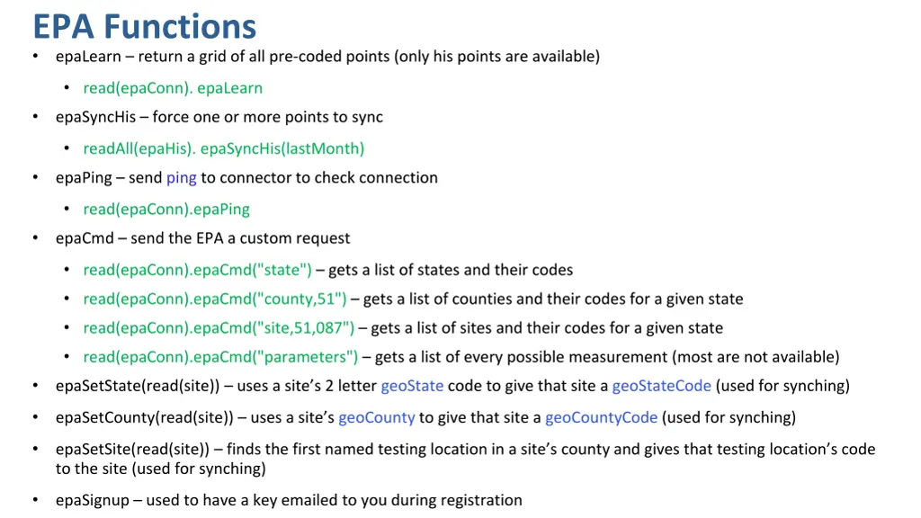 epa functions epalearn return a grid