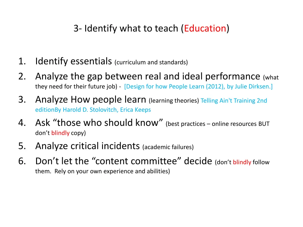 3 identify what to teach education