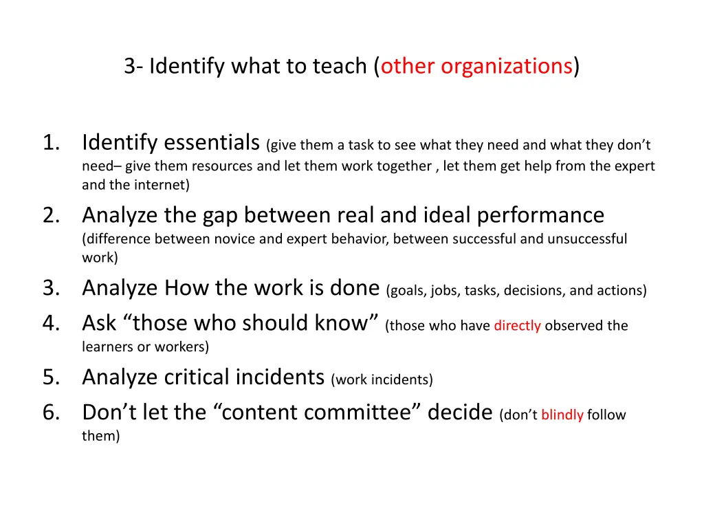 3 identify what to teach other organizations